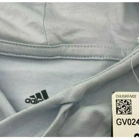 Adidas Long Sleeve Jersey Hooded Sweatshirt T-Shirt Halo Blue/White GV0246 Sz S - Picture 5 of 6